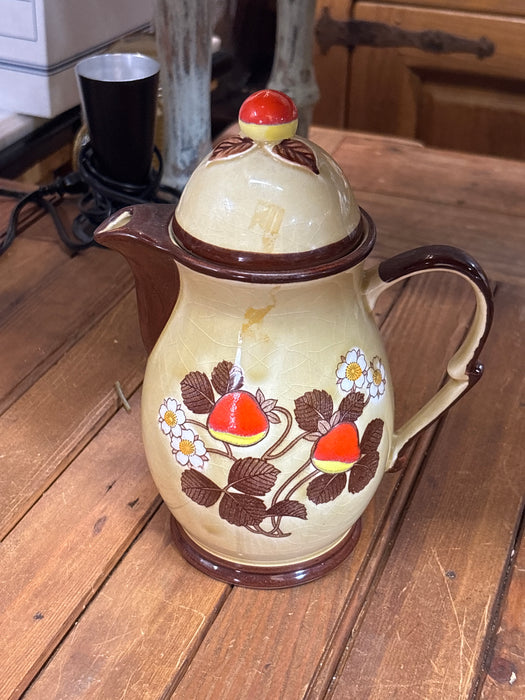CREAM COLORED JAPANESE STRAWBERRY THEMED COFFEE POT