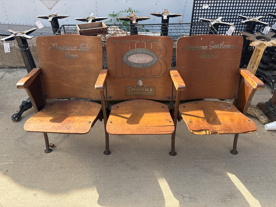 3 SEATED THEATRE BENCH WITH ADVERTISMENT