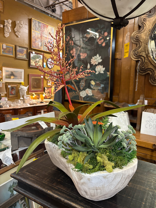 FAUX SUCCULENT PLANT WITH WOOD POT