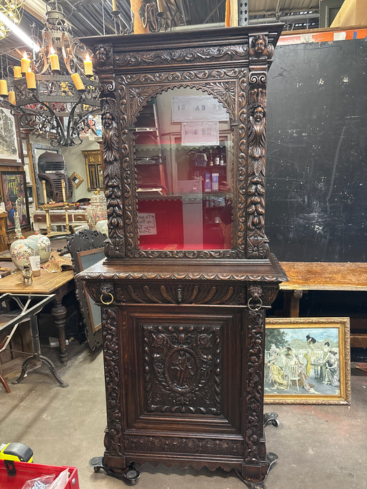 ANGEL CARVED NARROW GLASS TOP HUNT BOARD