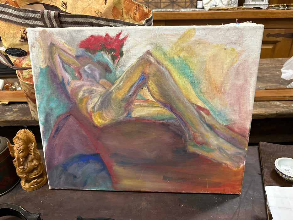 ABSTRACT MALE NUDE OIL PAINTING