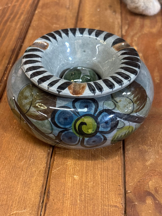 2 PIECE MEXICAN POTTERY ASHTRAY