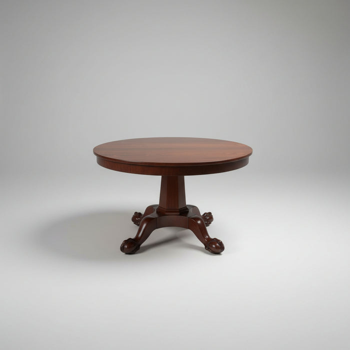 ROUND MAHOGANY BUILT CLAW LEG TABLE