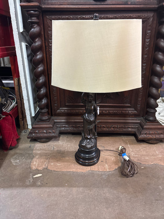 PAIR OF SPELTER LADY LAMPS