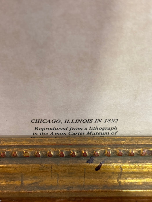 MEDIUM GILT FRAMED MAP OF CHICAGO, ILLINOIS IN 1892