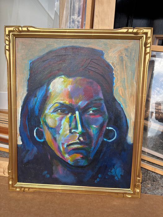 INTENSE NATIVE AMERICAN PORTRAIT PAINTING BY JAMES L. COUARRUBIAS