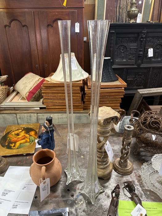PAIR OF TALL GLASS VASES