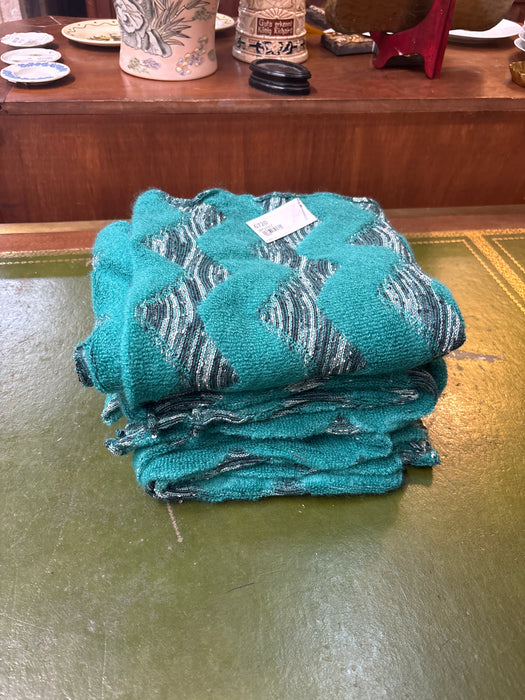 LARGE EARLY 1980S ITALIAN MISSONI FABRIC FROM NEIMAN MARCUS CYAN 1 OF 3