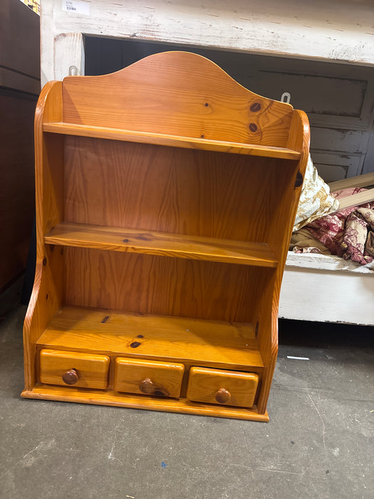 SMALL PINE TABLE TOP SHELF WITH DRAWERS