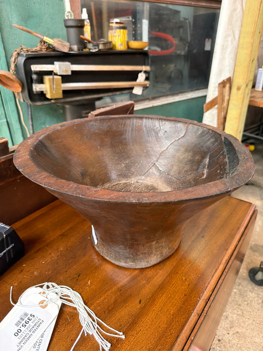 LARGE HAND CARVED LOG BOWL