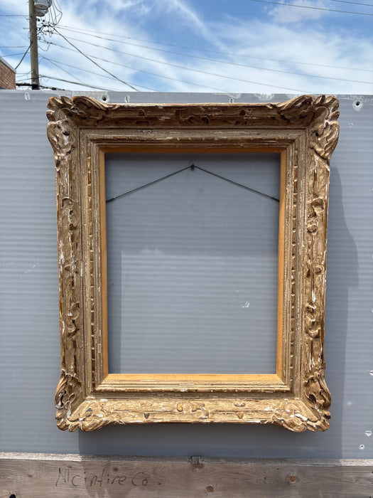 RUSTIC CARVED WOOD FRAME WHITE WASHED