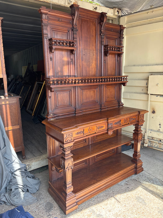 CARVED HIGH BACK FRENCH WALNUT SERVER