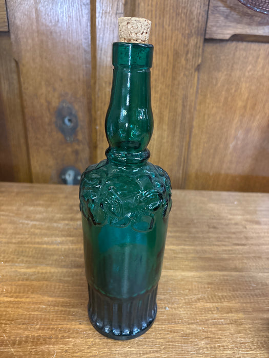 DARK GREEN FOLIATE VINTAGE BOTTLE WITH CORK
