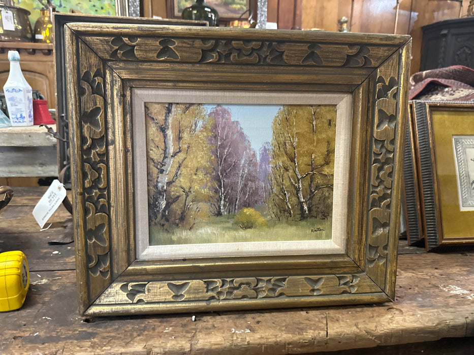 SMALL GILTWOOD FRAMED LANDSCAPE OIL PAINTING OF TREES