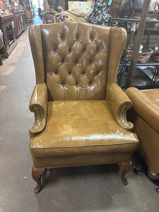 VINTAGE LEATHER KITTINGER WING BACK - AS FOUND
