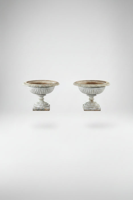 PAIR OF CAST IRON FOOTED PLANTERS