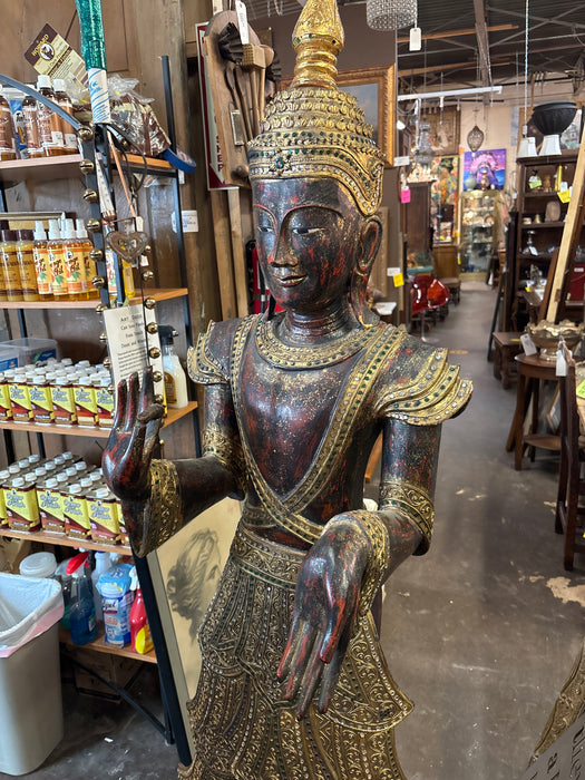THAI CARVED WOOD STATUE