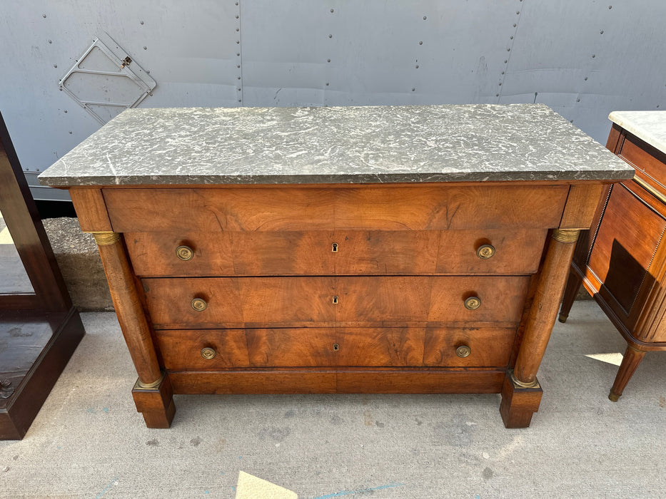 FRENCH EMPIRE MARBLE TOP MAHOGANY COMMODE
