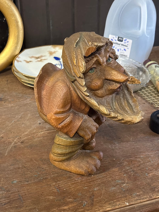 LITTLE WOOD GNOME WITH GREEN EYES