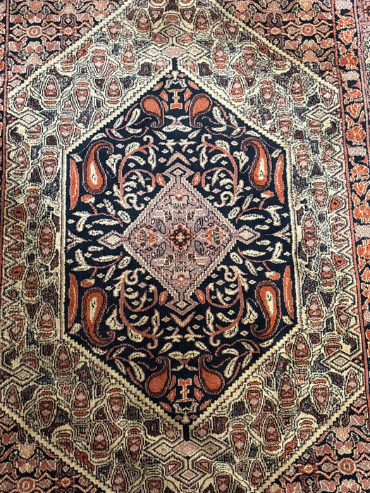 SMALL BLACK, ORANGE AND PURPLE TURKISH CARPET
