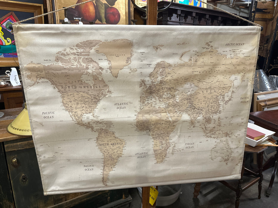 VINTAGE CANVAS WORLD MAP