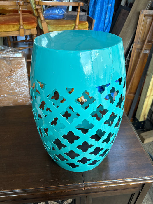 TURQUOISE METAL DRUM TABLE