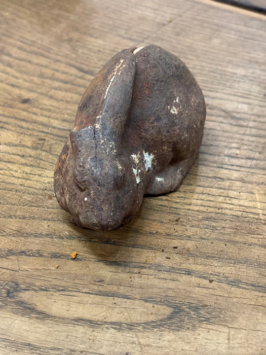 PAIR OF CAST IRON RABBITS - AS FOUND