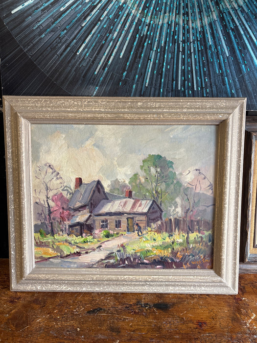 SMALL FRAMED LANDSCAPE OIL PAINTING SIGNED DERK SMIT - LISTED ARTIST