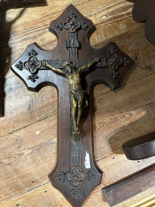 BRONZE CRUCIFIX ON WOOD