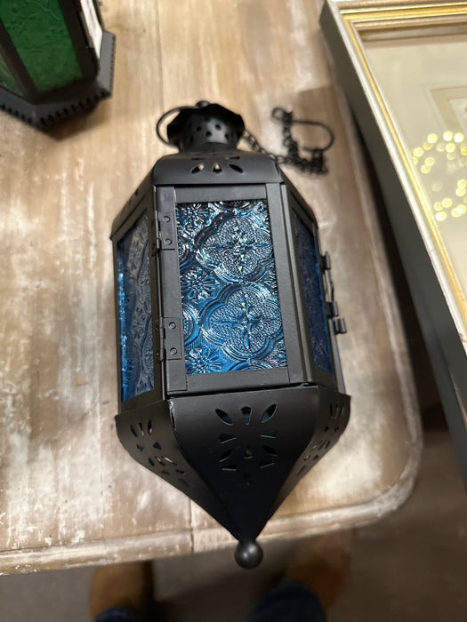 TINY BLUE GLASS LANTERN