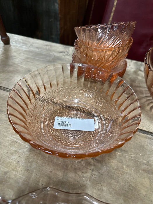 PINK GLASS SMALL FLUTED BOWL