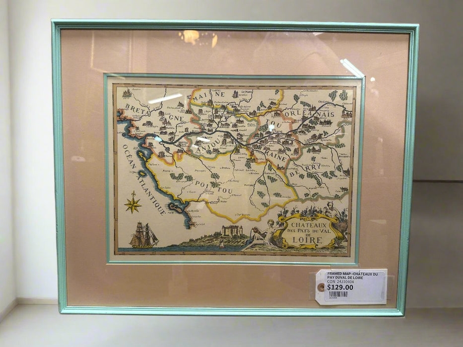 FRAMED MAP -CHATEAUX DU PAY DUVAL DE LOIRE