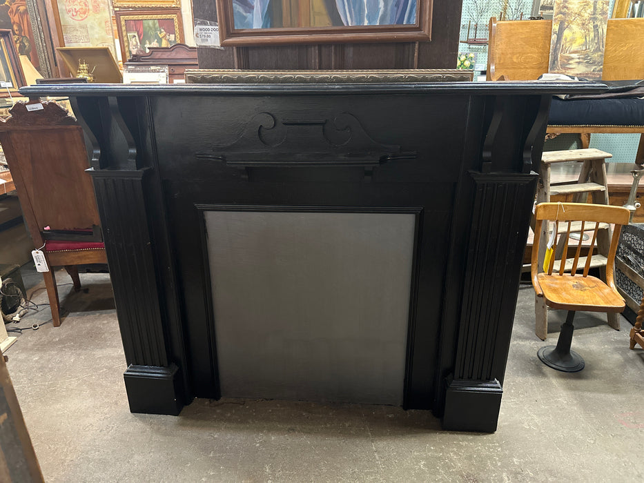 BLACK PAINTED VINTAGE MANTLE
