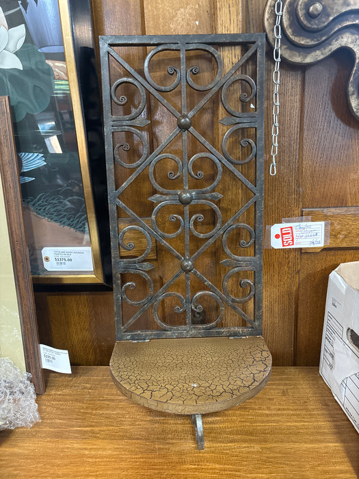 TALL METAL SCROLLY WALL SHELF