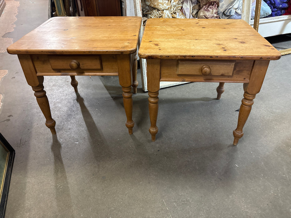 PAIR OF LARGE PINE SIDE TABLES