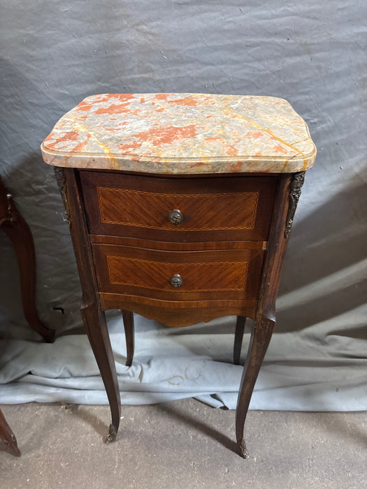 SMALL LOUIS XV MARBLE TOP MAHOGANY SIDE CABINET