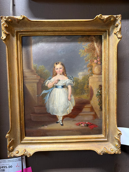 FRAMED OIL PAINTING OF QUEEN VICTORIA AS A CHILD