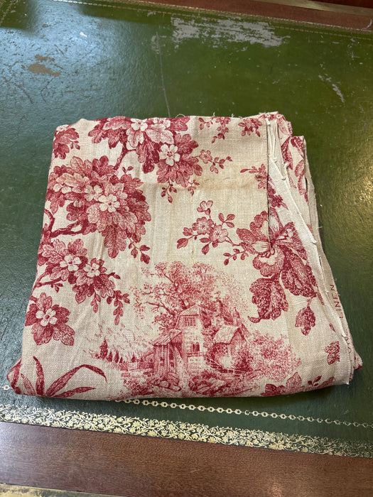 RED FLORAL TOILE FABRIC