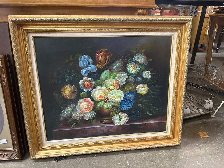 LARGE FLORAL GICLEE STILL LIFE ON CANVAS
