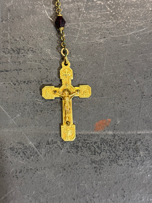 RED AND GOLD ROSARY IN WHITE CASE