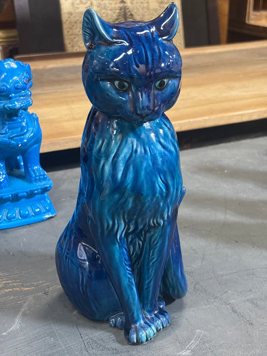 LARGE BLUE CAT FIGURE