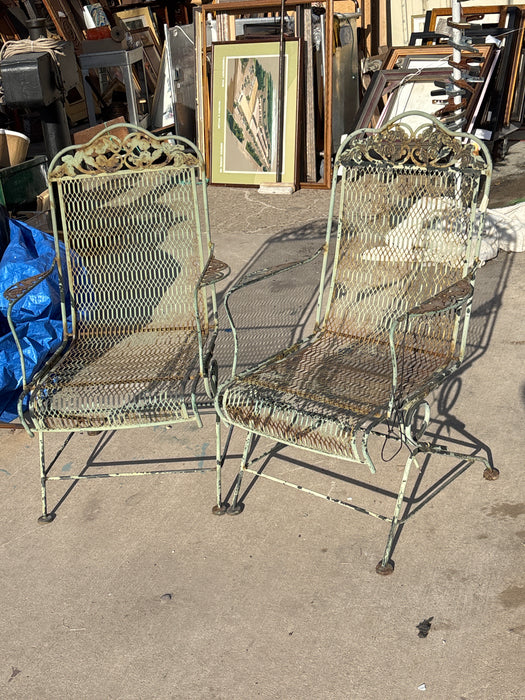 PAIR OF ROCKING IRON YARD CHAIRS