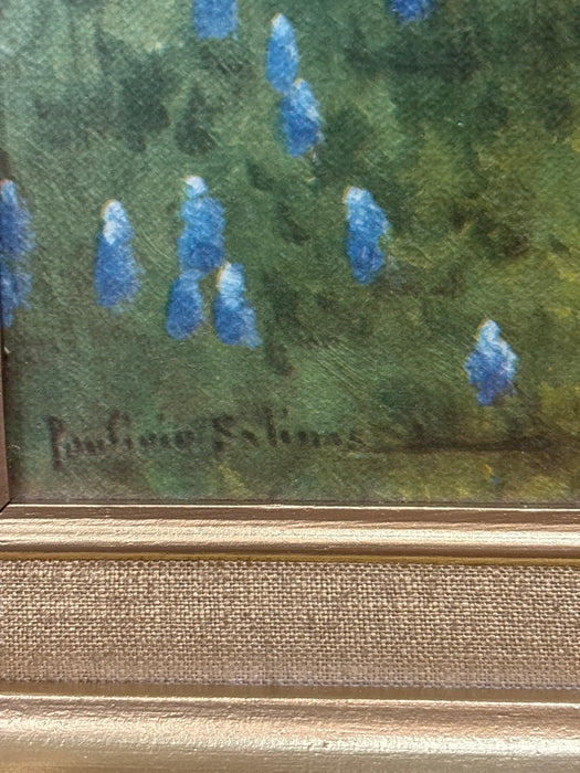 LARGE GOLD FRAMED “BLUEBONNET TIME” GICLEE ON CANVAS - SIGNED PORFORIO SALINAS