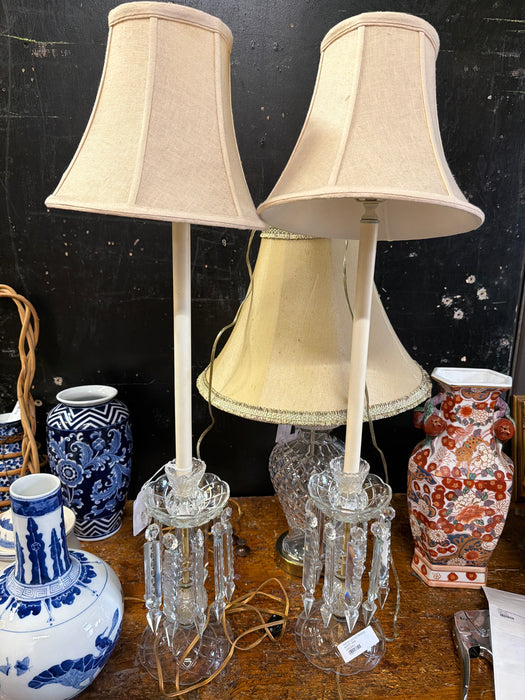PAIR OF LUSTER CONVERTED BUFFET LAMPS