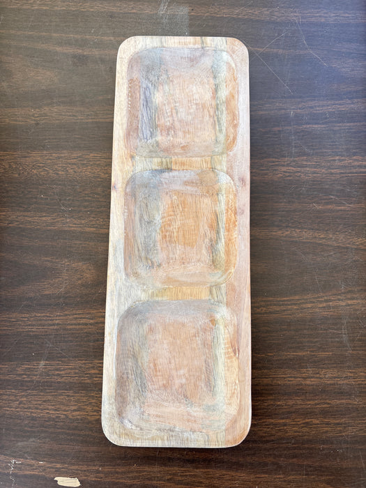 3 COMPARTMENT WOOD TRAY - NOT OLD