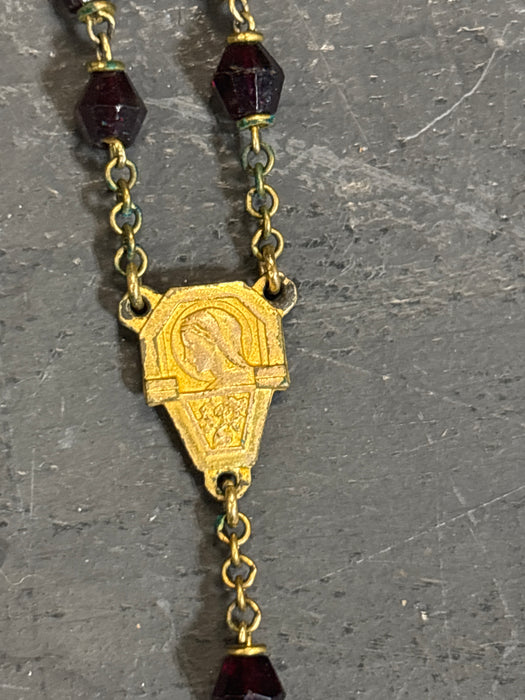 RED AND GOLD ROSARY IN WHITE CASE