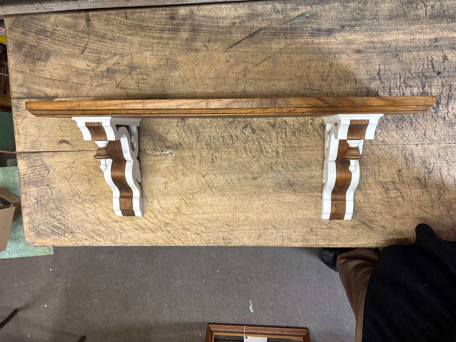 PAINTED WALL SHELF WITH DROP FINIALS