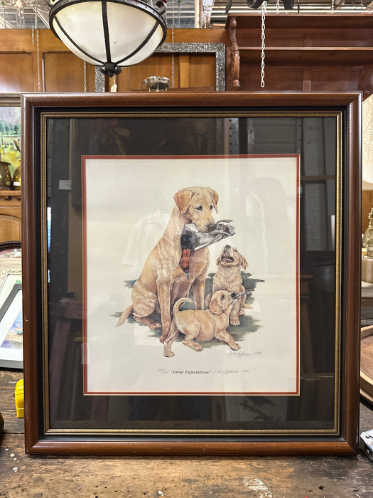 GREAT EXPECTATIONS YELLO LABRADOR WITH POPPIES PRINT