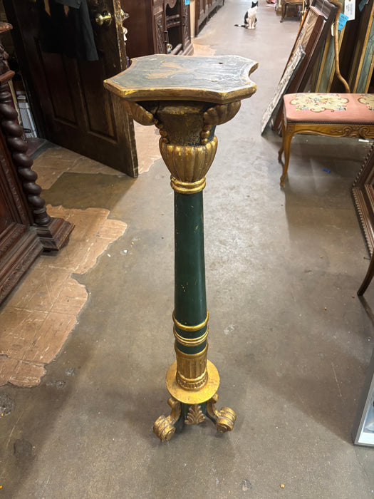 LARGE GREEN PAINTED PEDESTAL