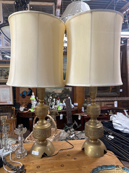 PAIR OF LARGE VINTAGE BRASS LAMPS